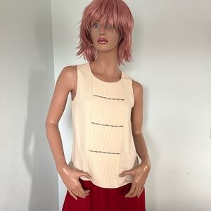 J. Crew Cream Sleeveless Shell with Rhinestone Trim